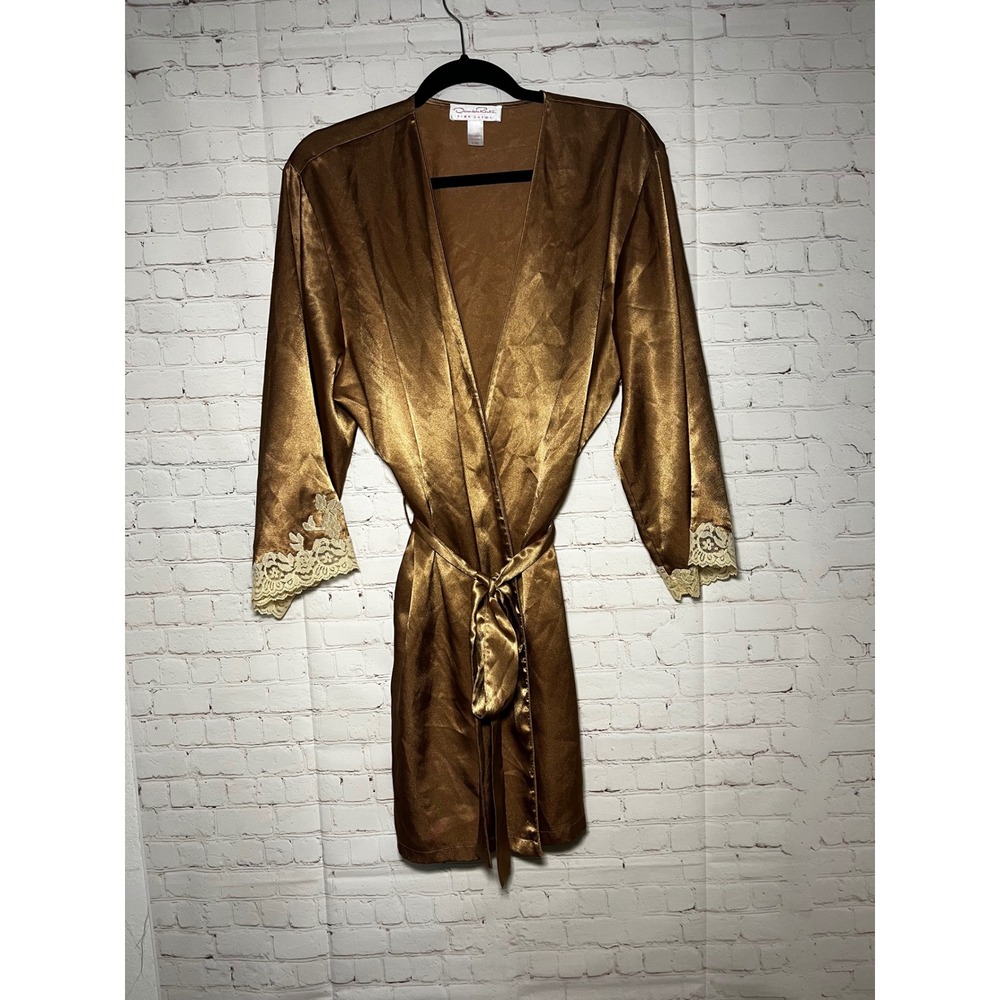 Vintage Oscar de la‎ Renta Pink Label Lingerie Robe 80s 90s Designer Lace L/XL